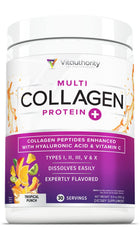 Vitauthority Multi Collagen bottle showcases tropical punch formula for hair, skin, and nails support