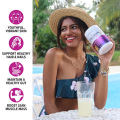 Vitauthority tropical punch glass shows dissolved powder in liquid for smooth texture