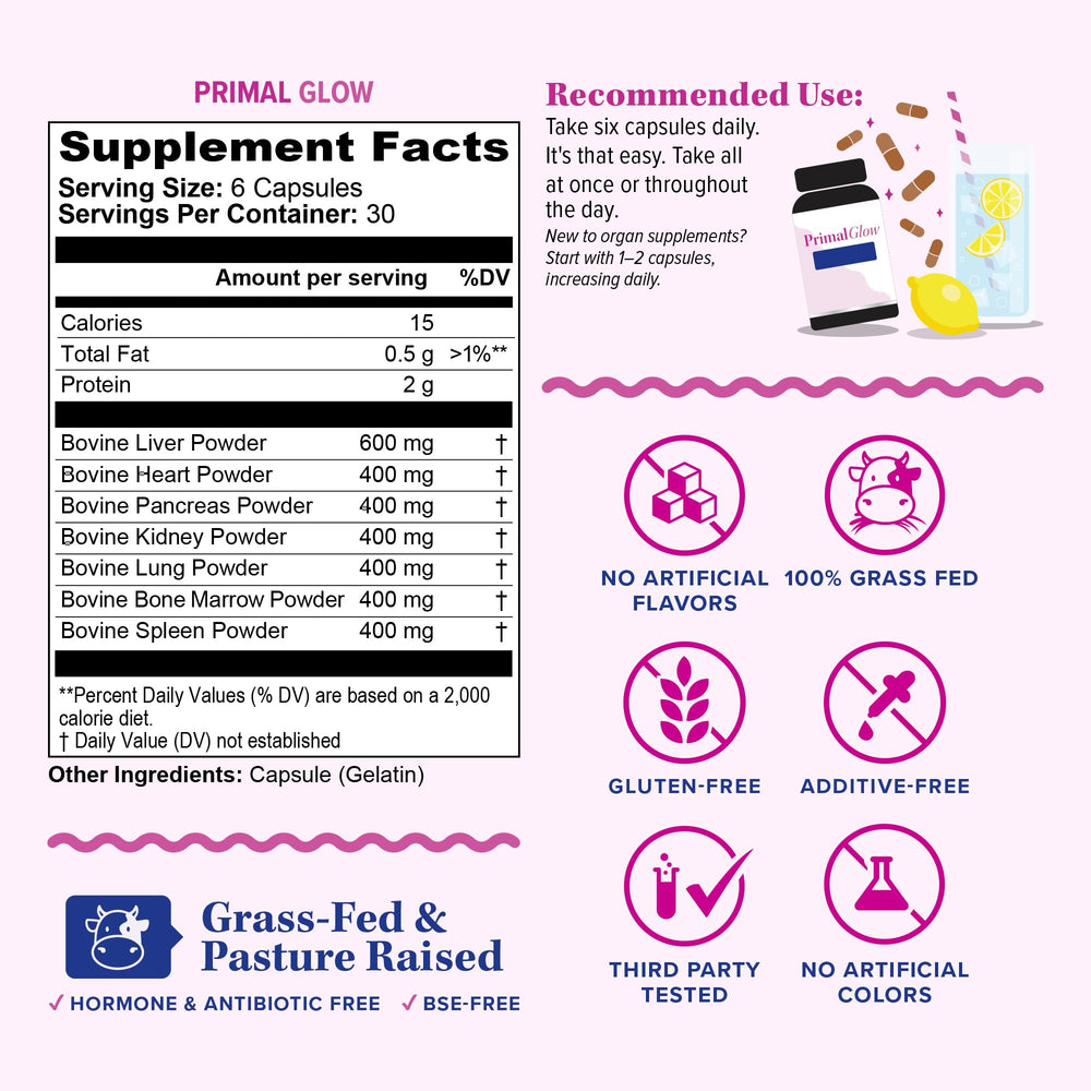 Vitauthority Primal Glow heart capsules for daily vitality.