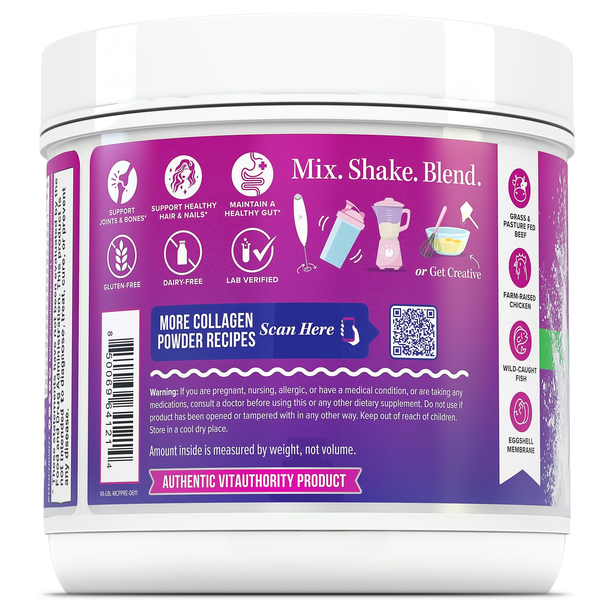 Vitauthority skin, hair, and nails support concept via packaging.