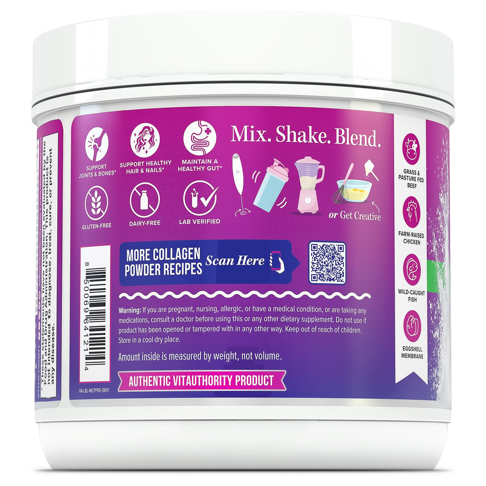 Vitauthority skin, hair, and nails support concept via packaging.