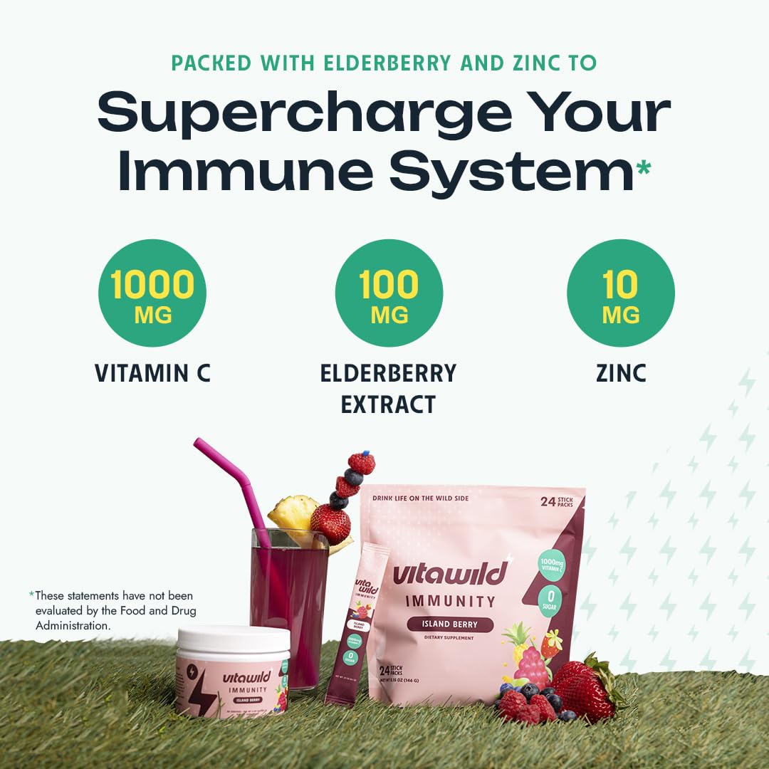 VitaWild elderberry, vitamin C and zinc mix in glass