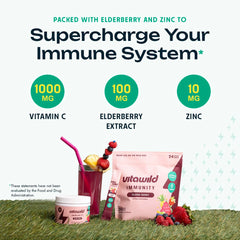 VitaWild elderberry, vitamin C and zinc mix in glass