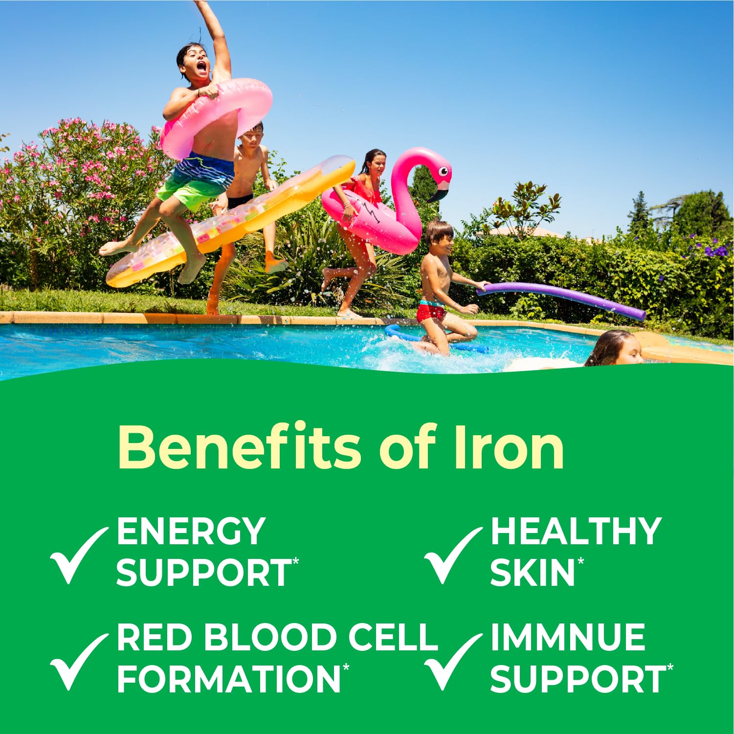 VitaWorks Kids Iron label emphasizing gluten-free, dairy-free, non-GMO recipe