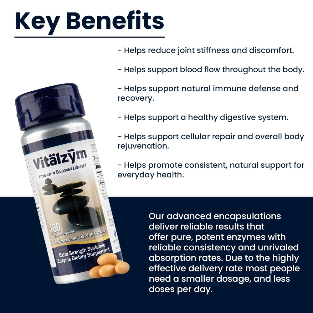 VITÄLZYM Serrapeptase ingredients label emphasizing natural enzyme blend