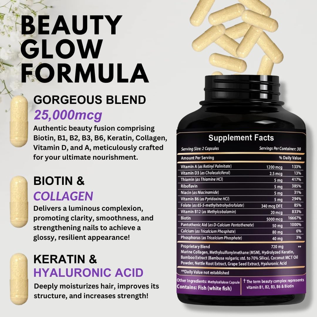 Vitboost capsules close-up for convenient daily use supporting hair, skin, and nails.