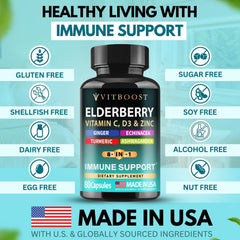 Vitboost Elderberry capsules in bottle ready for daily immune routine