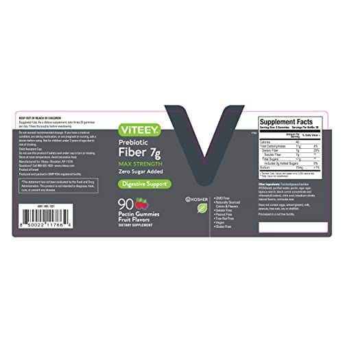 Side view of VITEEY 180-count bottle showing nutrition facts.
