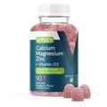 Viteey Calcium Magnesium Zinc Gummies with Vitamin D3 – Raspberry Flavor for Bone Health, Nerve & Immune Support