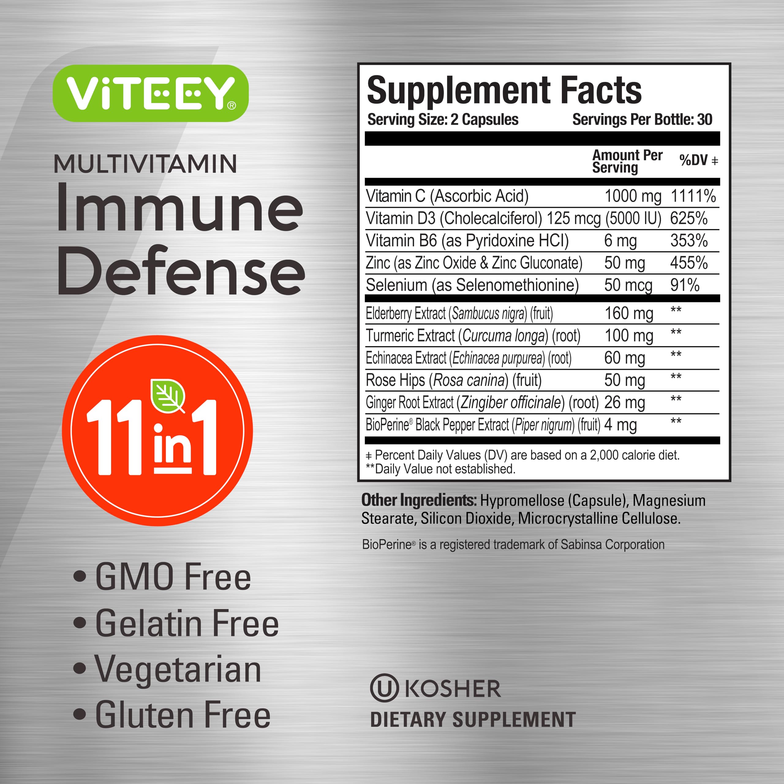 VITEEY elderberry 160 mg capsule closeup for natural defense.