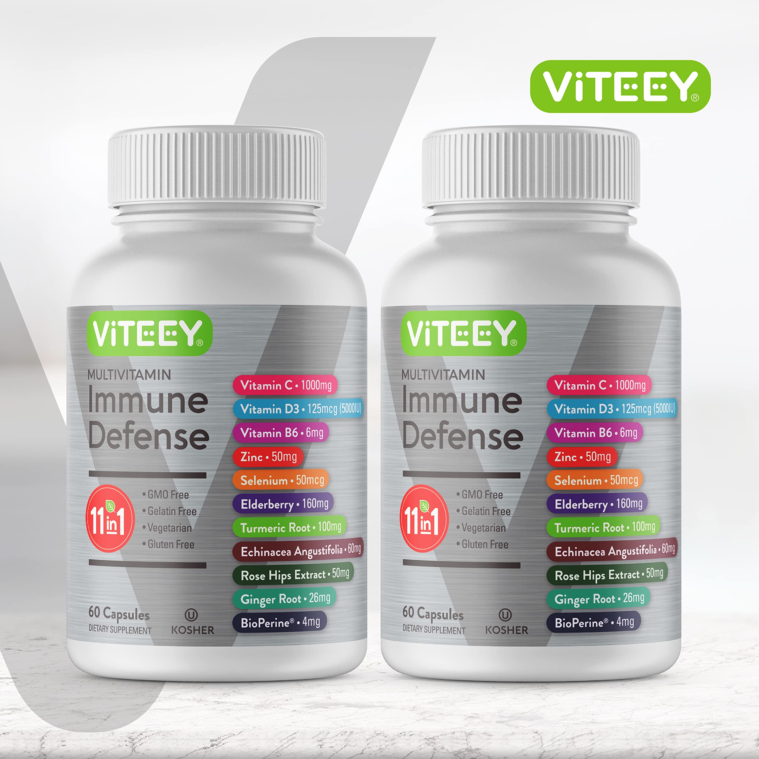 VITEEY immune capsules closeup highlighting convenient supplement format.