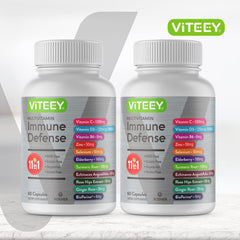 VITEEY immune capsules closeup highlighting convenient supplement format.