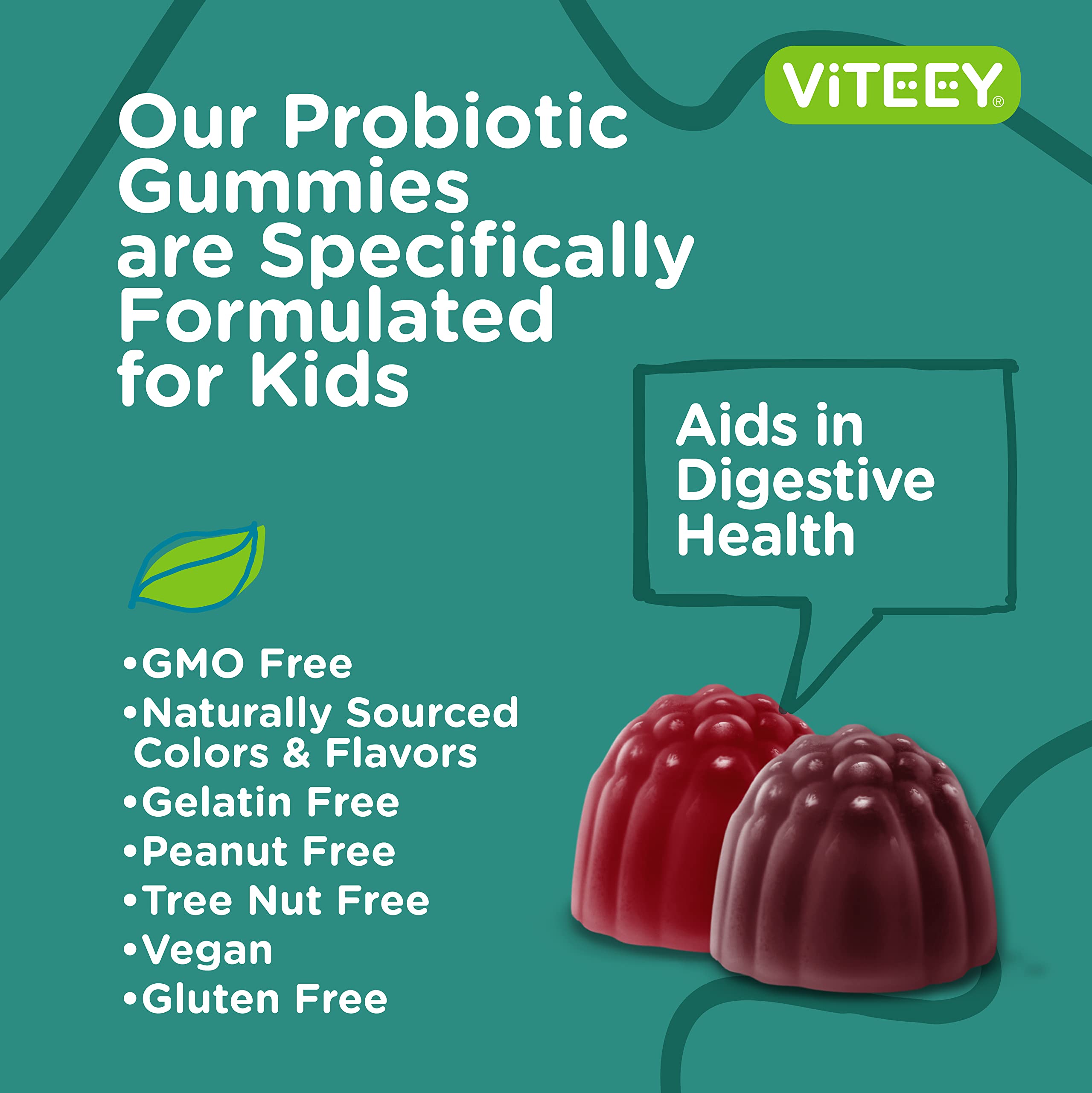 Viteey immune-support probiotics for kids, daily chewable snack.