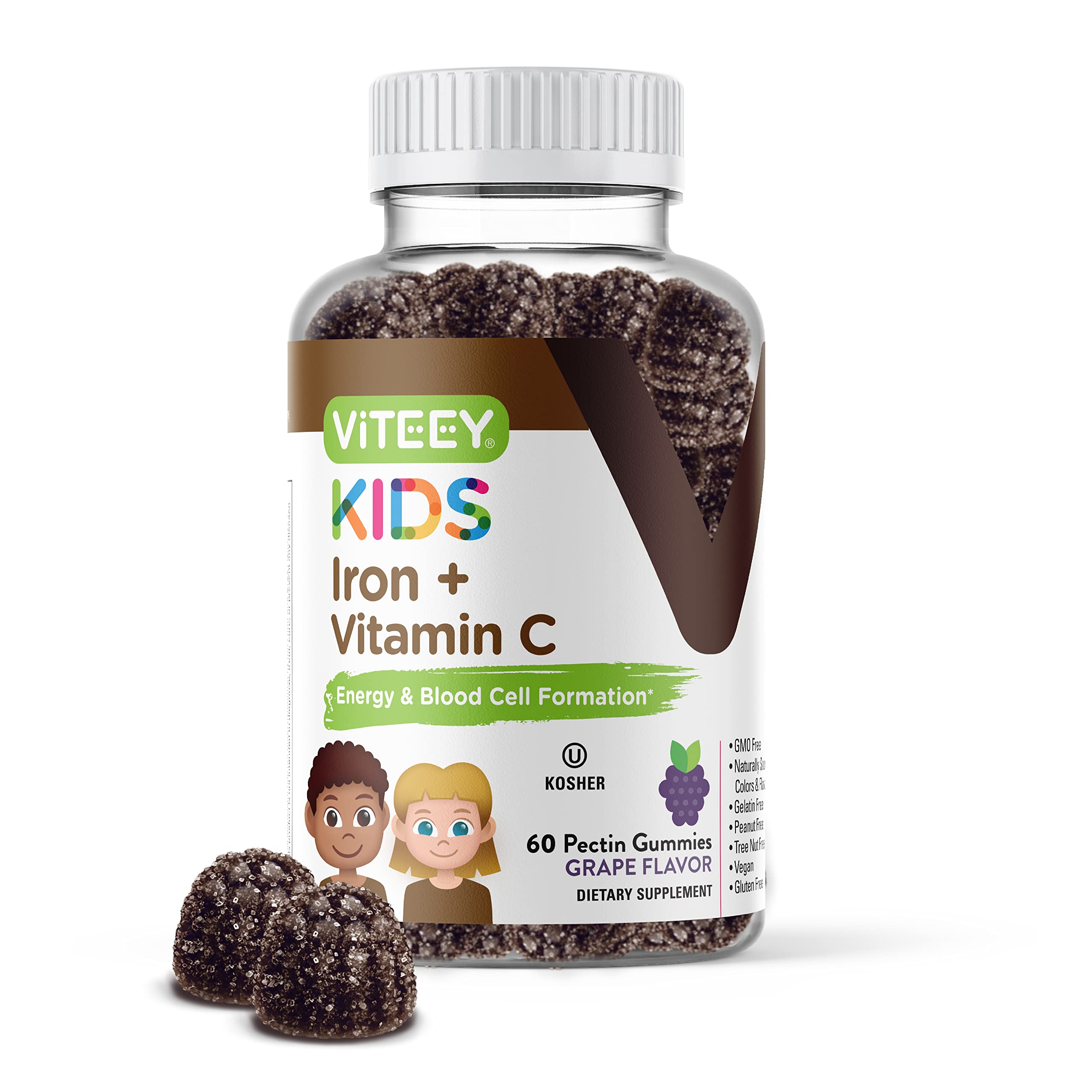 Viteey Iron Gummies for Kids bottle for easy daily nutrition.