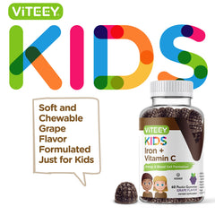 Viteey Iron Gummies Kids grape flavor for tasty iron.