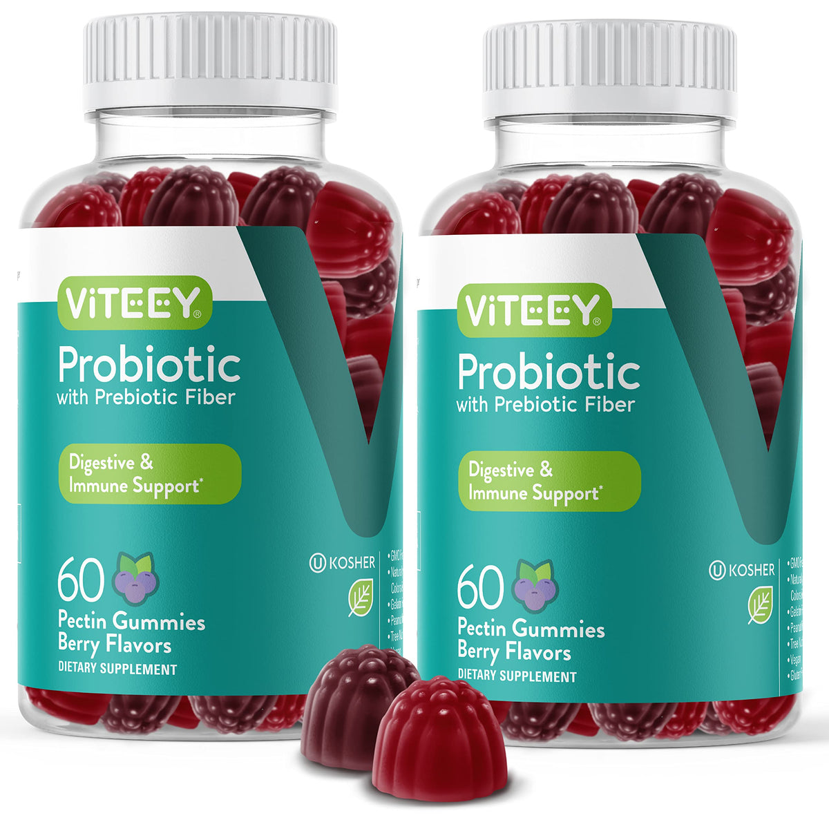 Viteey Probiotic Gummies bottle front for easy daily gut support