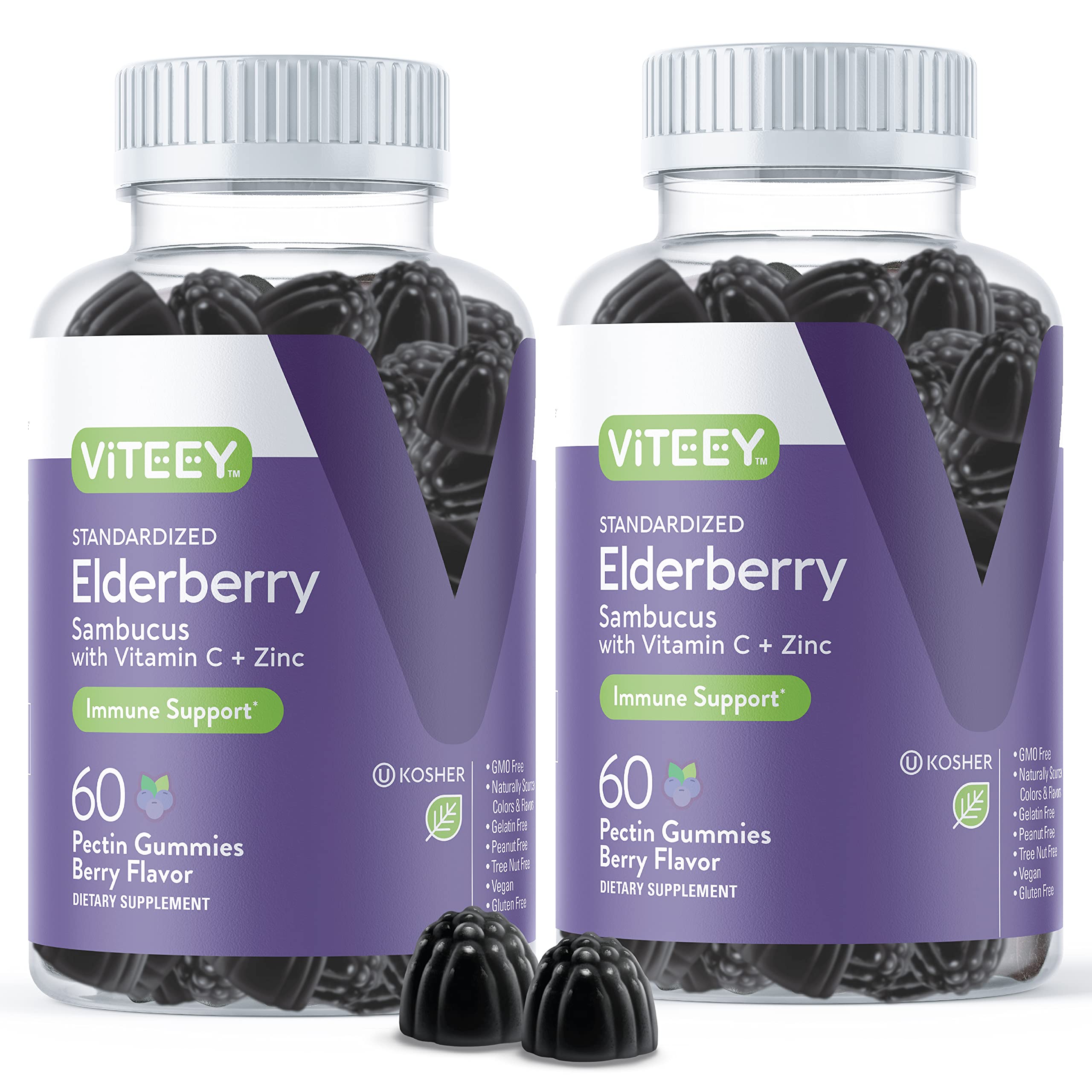 Viteey Sambucus Elderberry Gummies bottle front for easy immune support on the go