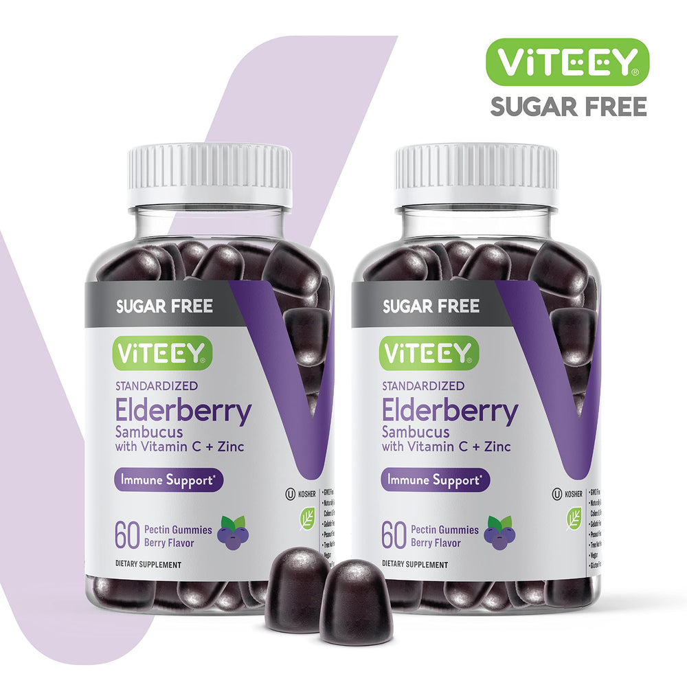 Viteey Sambucus gummies close-up highlighting berry flavor.