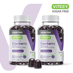 Viteey Sambucus gummies close-up highlighting berry flavor.