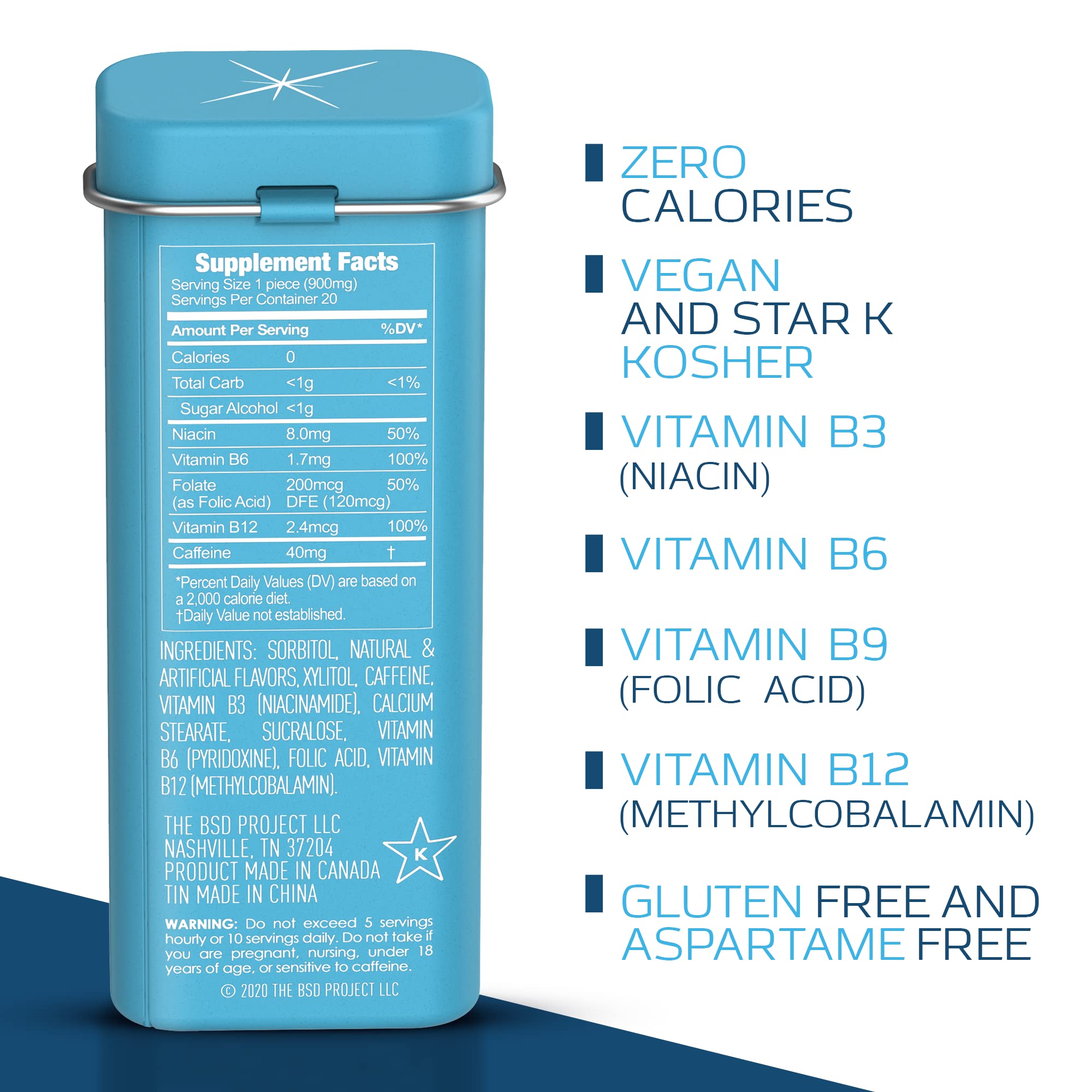Viter Energy mint with 40 mg caffeine for a fast alertness boost.