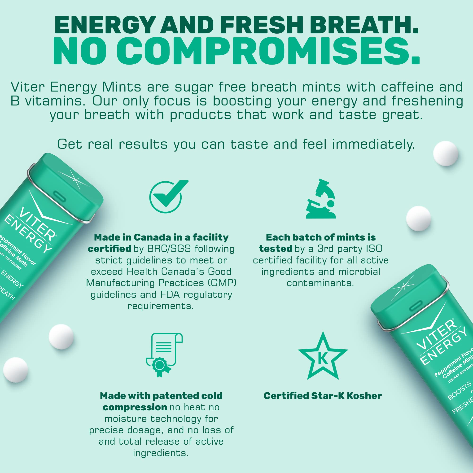 Viter Energy B vitamin ingredients closeup with daily energy support.