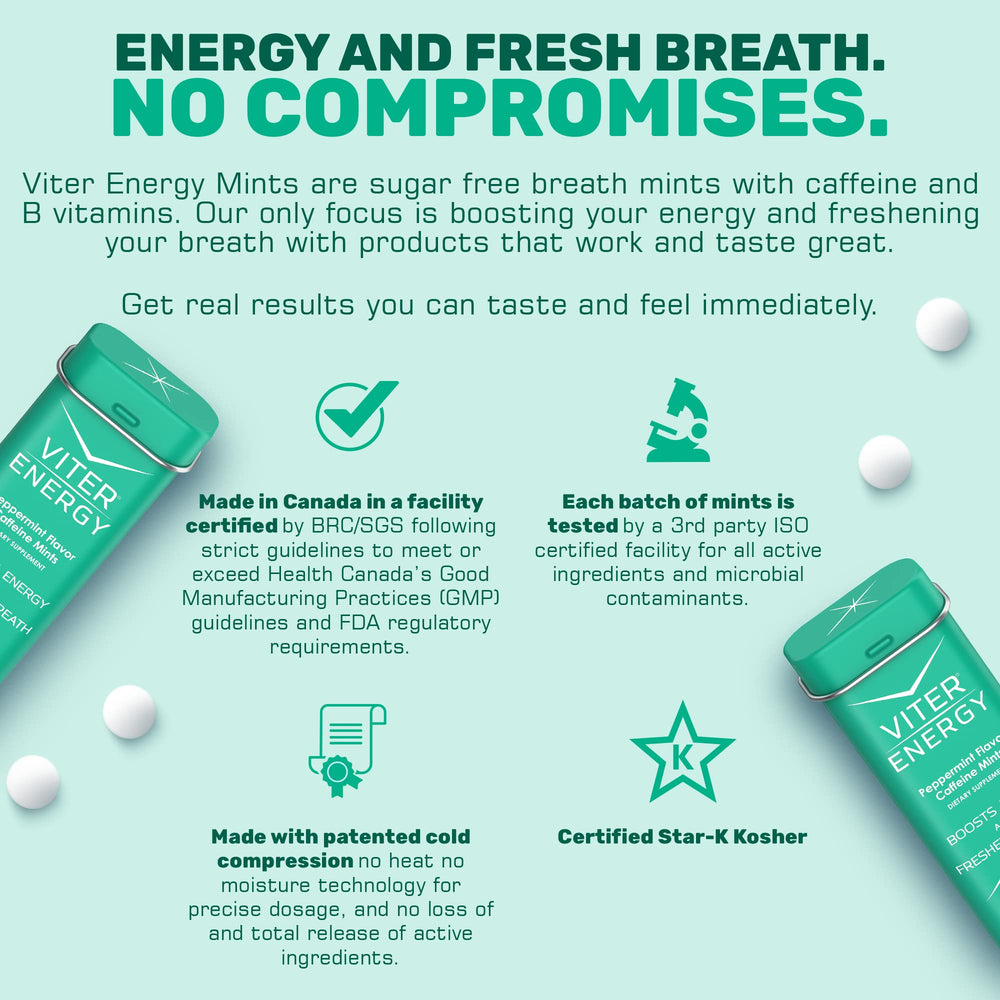 Viter Energy B vitamin ingredients closeup with daily energy support.