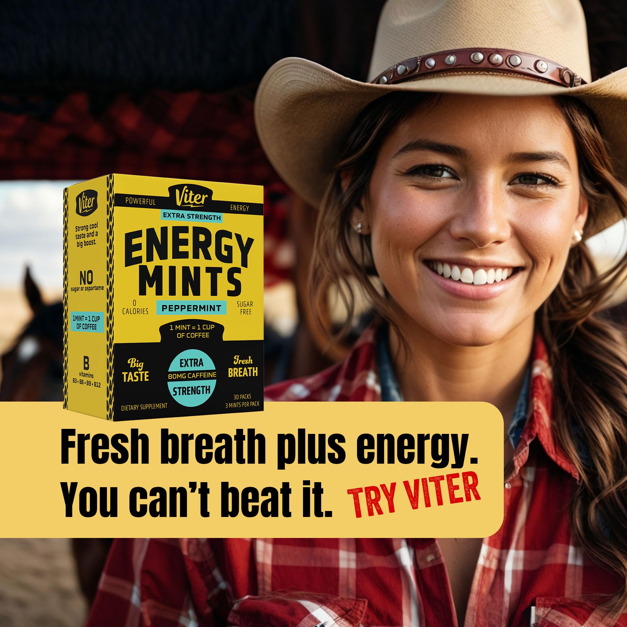 Viter Energy peppermint flavor conveys refreshing taste while boosting alertness