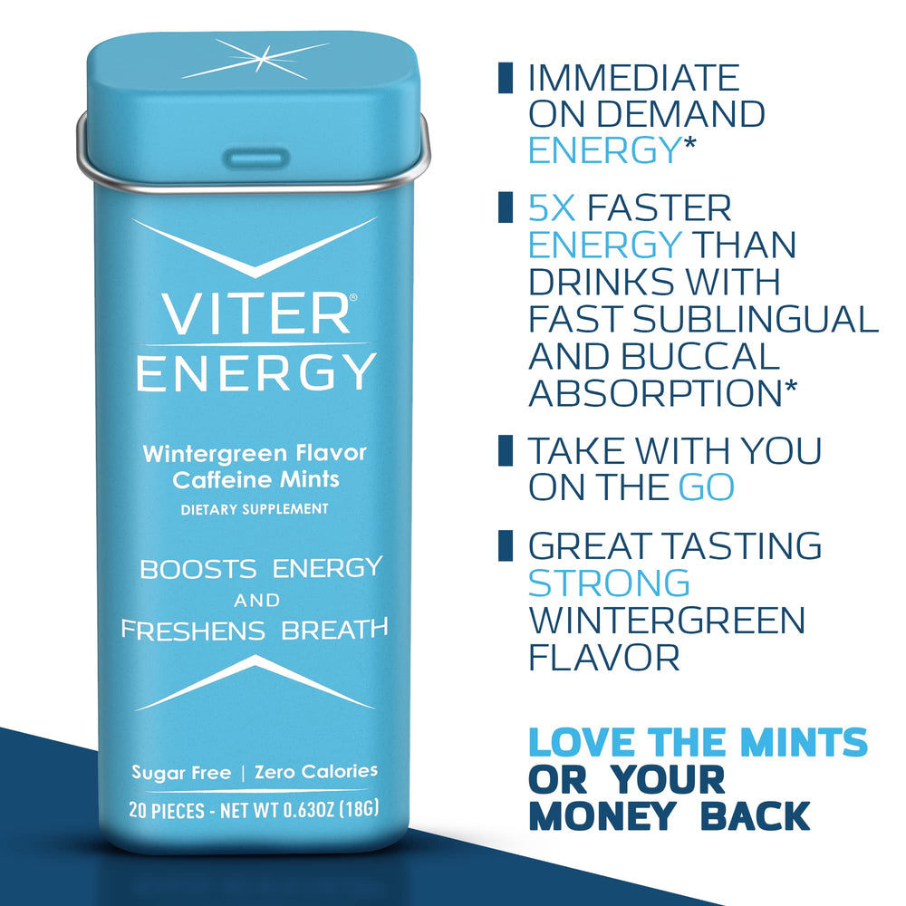 Viter Energy 20-count mint tin, compact and portable for on-the-go energy.