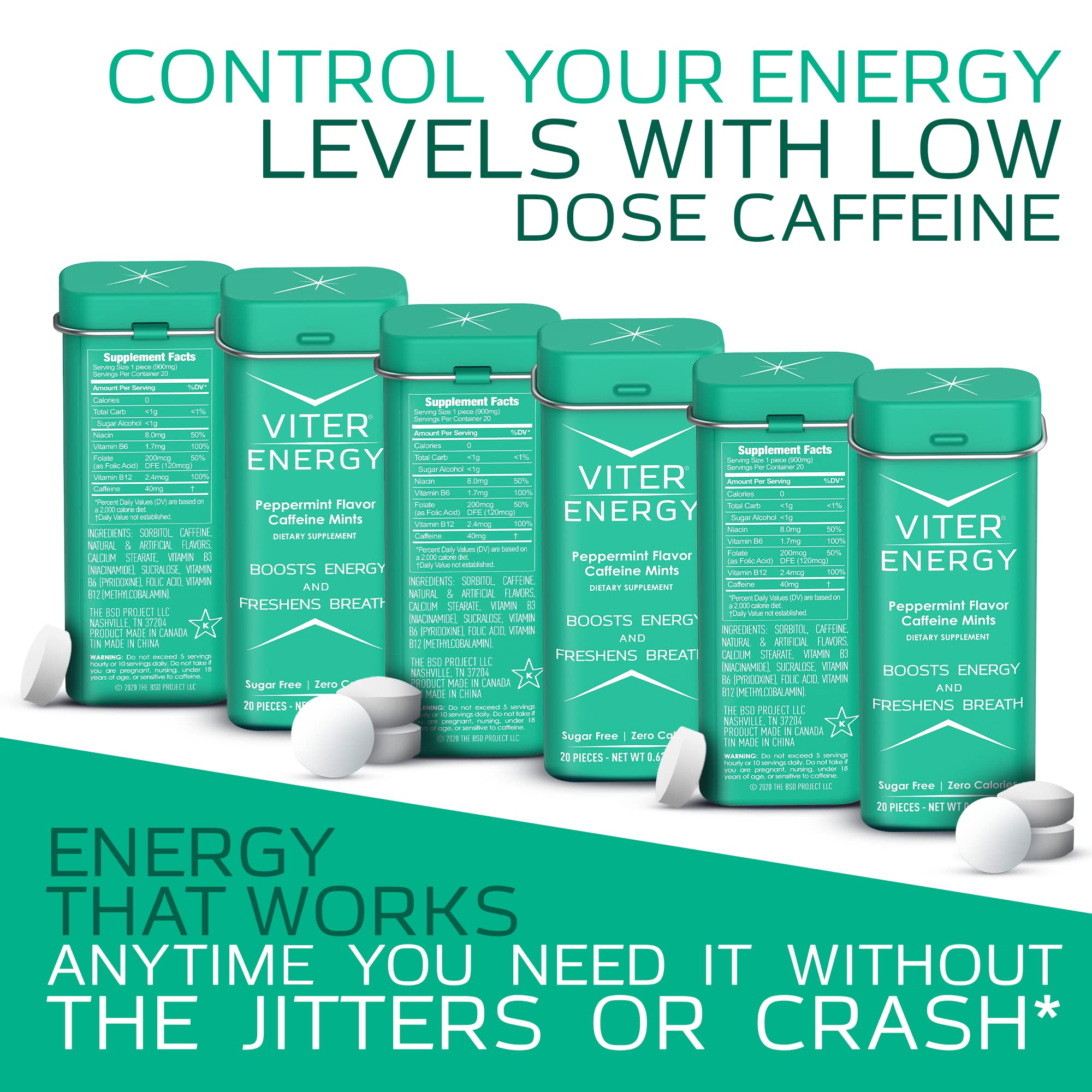 Viter Energy mints provide fresh breath and focused energy.