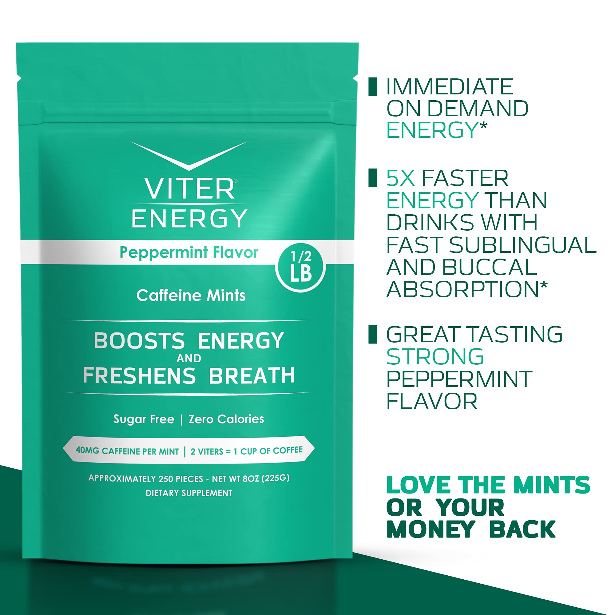 Viter Energy mints pack opened on a desk for quick focus