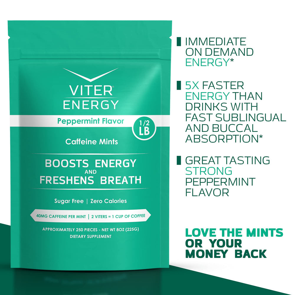Viter Energy mints pack opened on a desk for quick focus