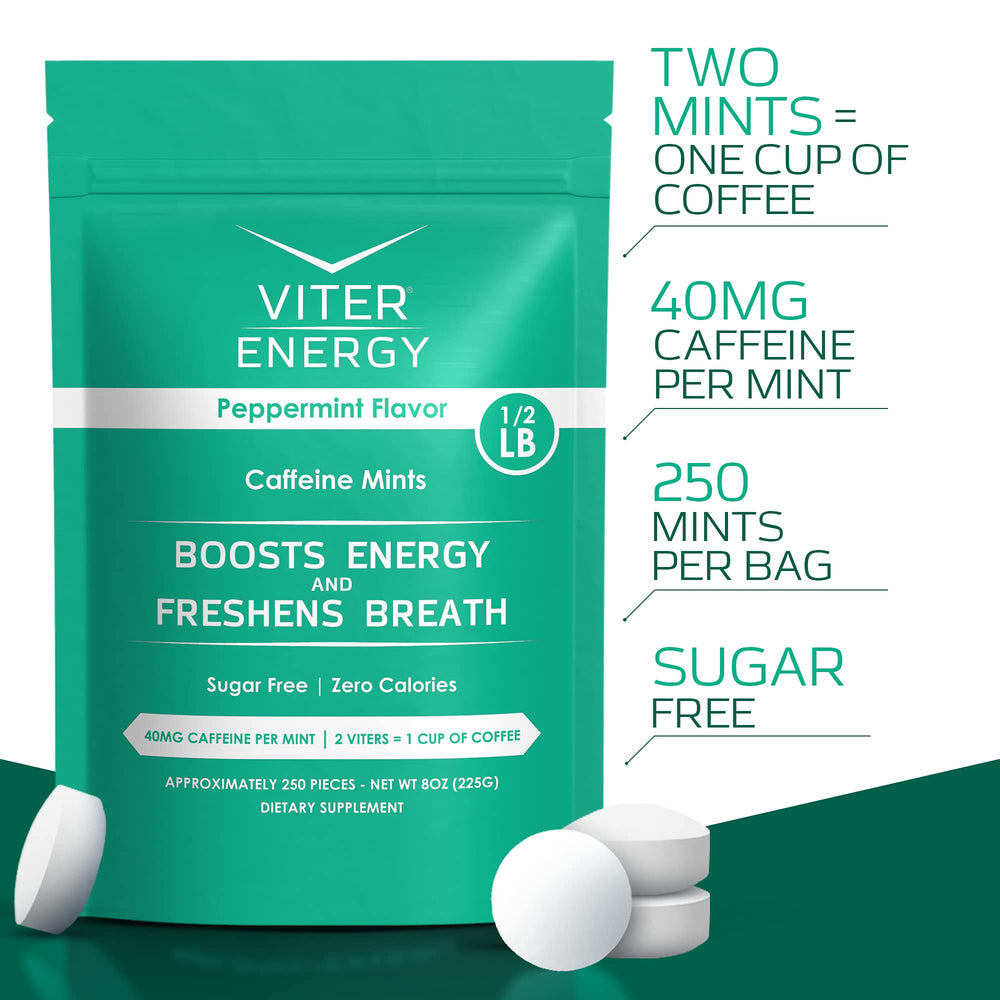 Viter Energy peppermint flavor closeup highlighting fresh taste and alertness