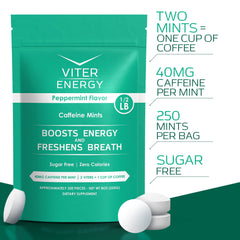 Viter Energy peppermint flavor closeup highlighting fresh taste and alertness