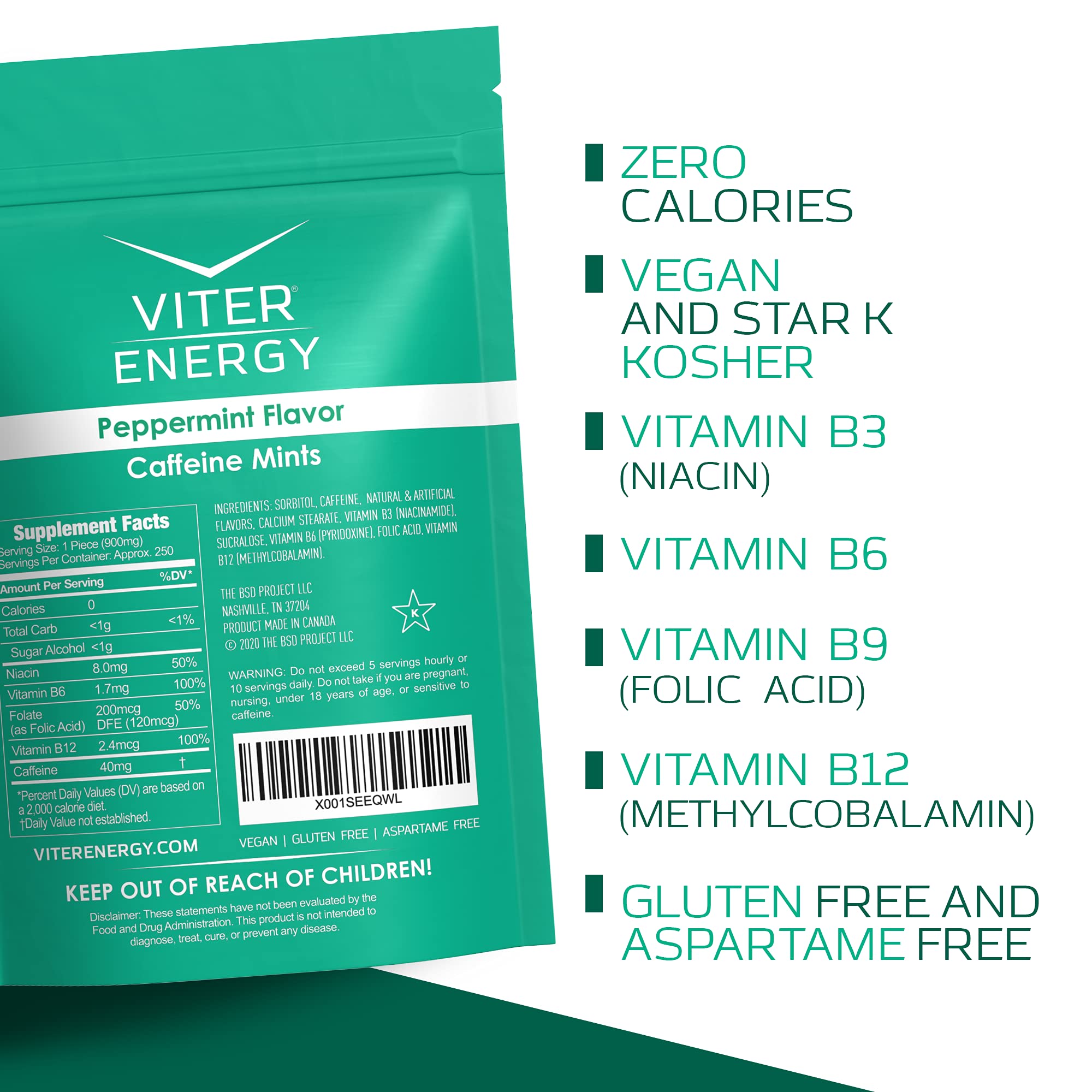 Viter Energy mints reseal bag held in hand for portability
