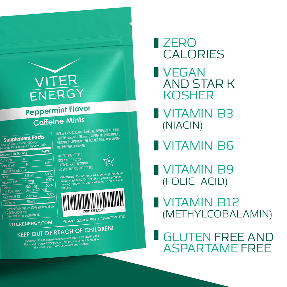 Viter Energy mints reseal bag held in hand for portability