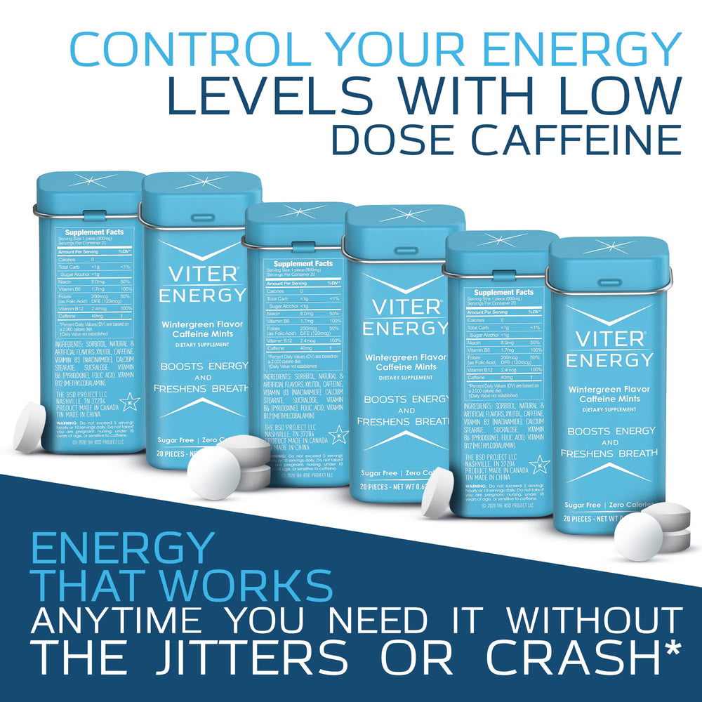 Sugar-free vegan Viter Energy mints with zero calories per mint.