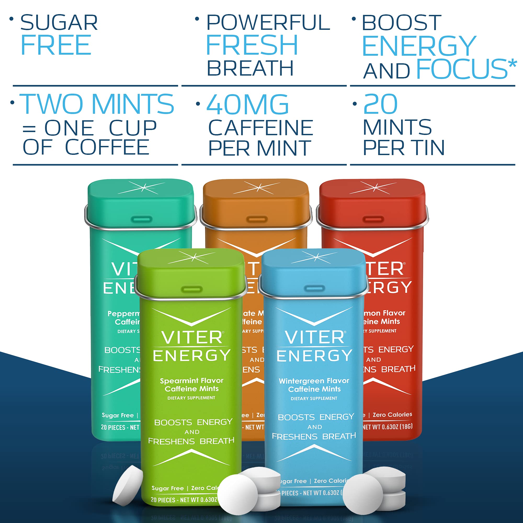 Viter Energy mint tin open, ready for use on the go