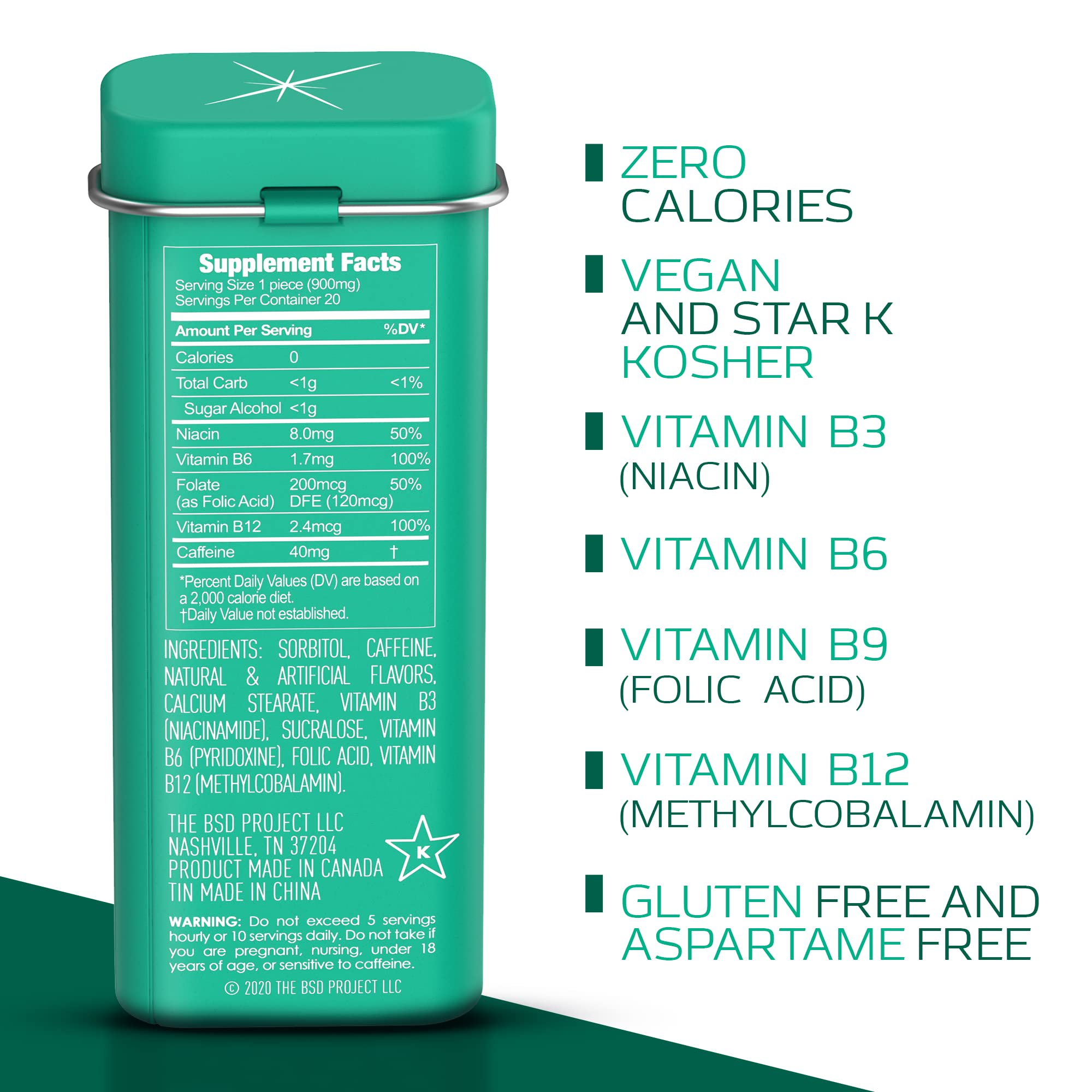 Viter Energy mints in a compact tin highlighting convenient pocket use.