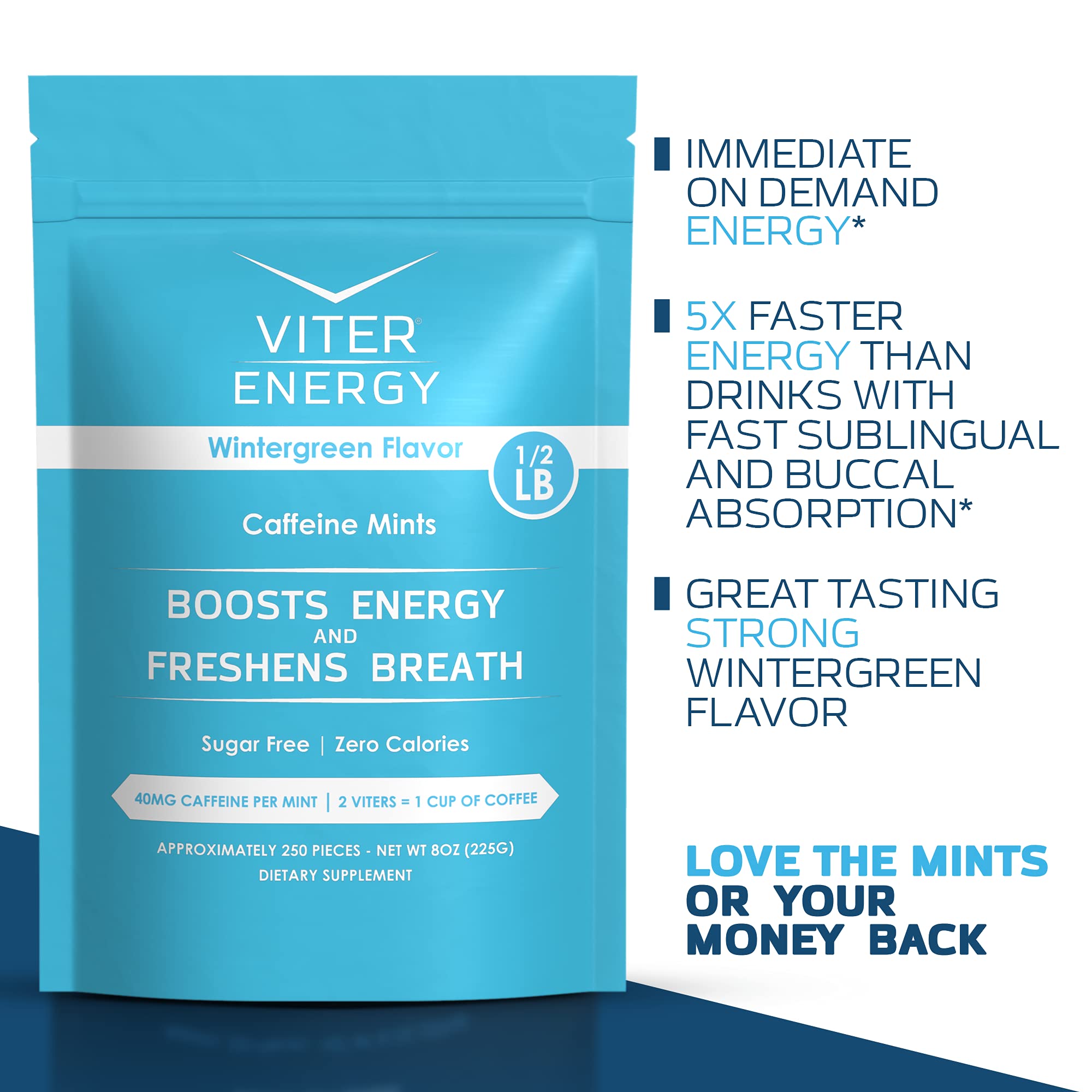 Viter Energy wintergreen flavor ambient shot conveys refreshing breath and alertness.