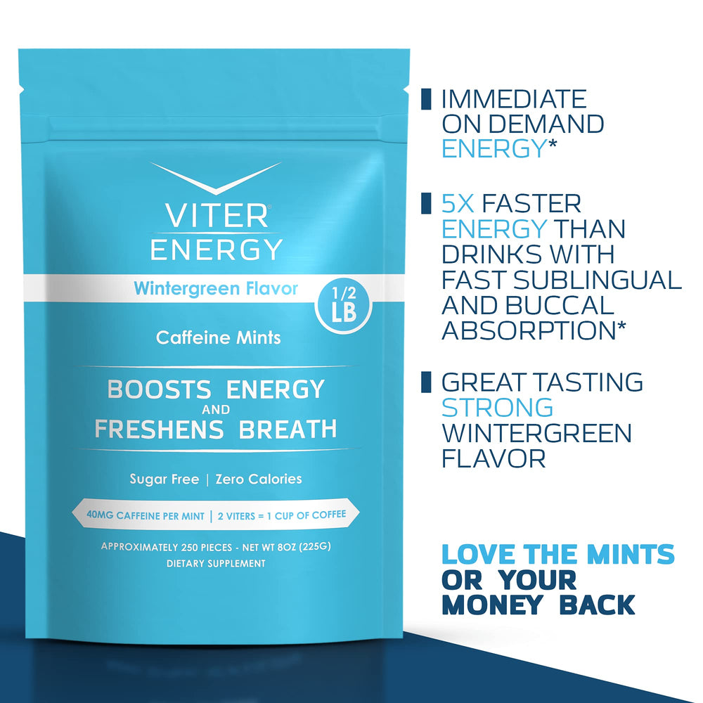 Viter Energy wintergreen flavor ambient shot conveys refreshing breath and alertness.