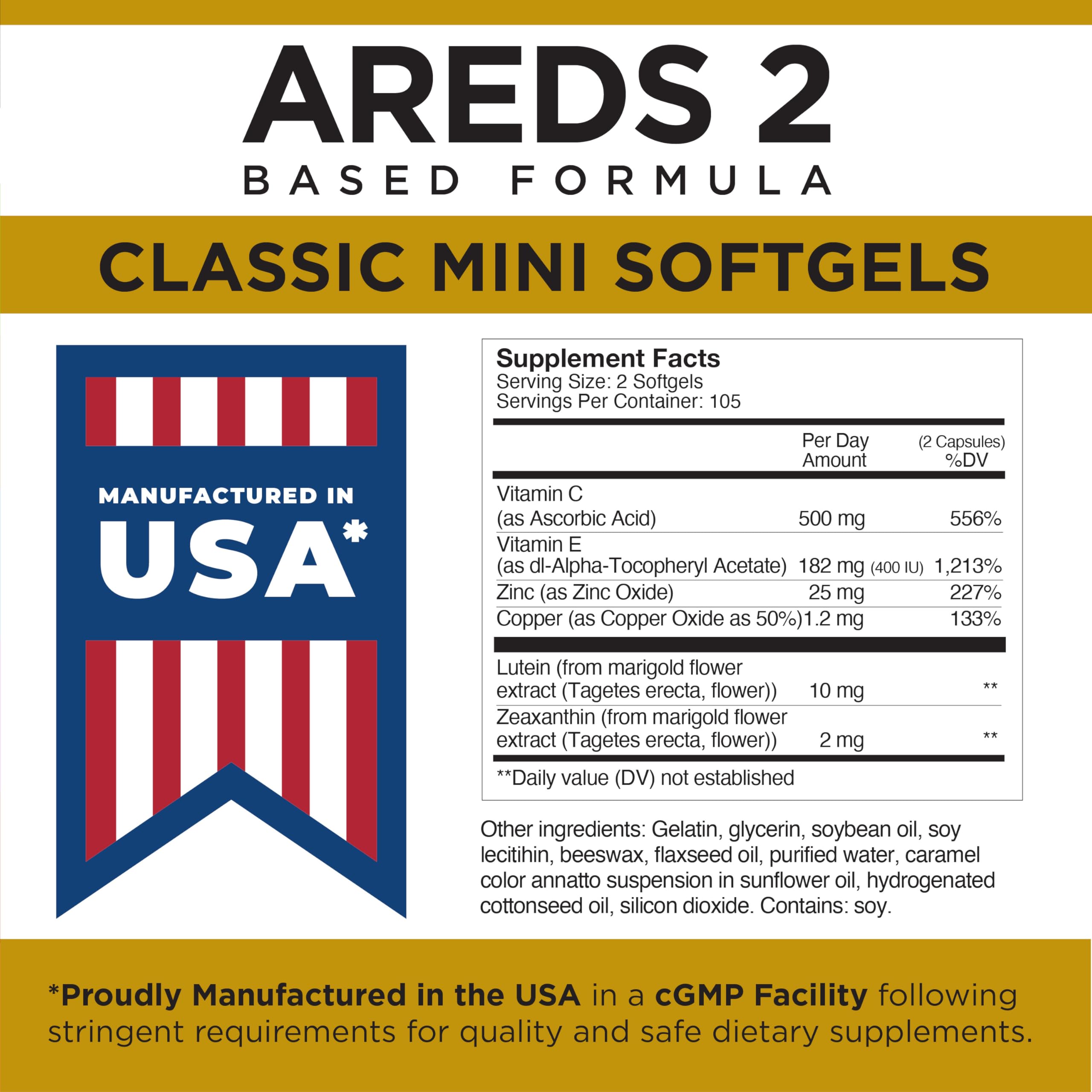 Nutritional facts panel of Viteyes AREDS 2 bottle.