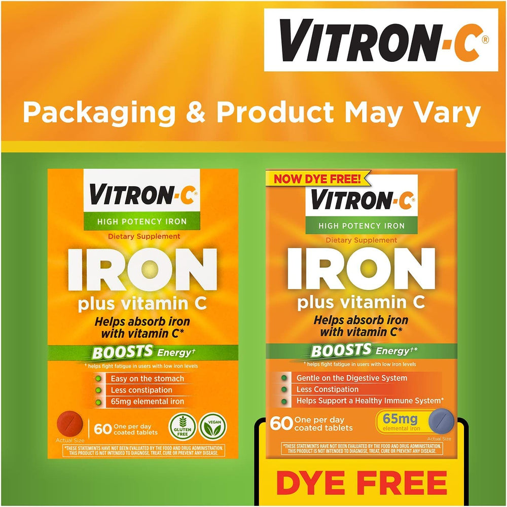 Vitron-C bottle highlights 125 mg Vitamin C for immune support.