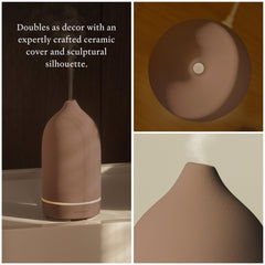 Vitruvi Stone Diffuser with optional soft LED glow for ambient lighting.