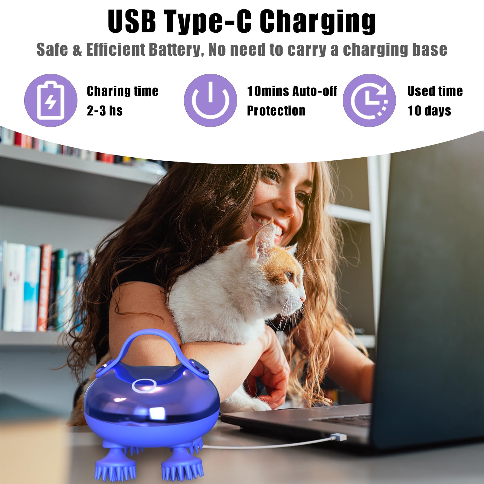 Viuyougor scalp massager pet-friendly massage option.