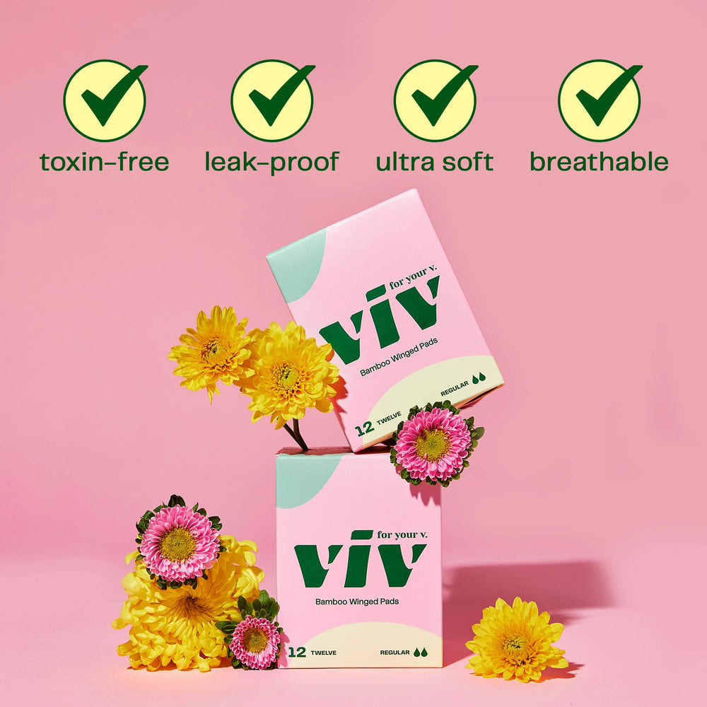 Viv for Your V unscented pads with skin-friendly labeling.
