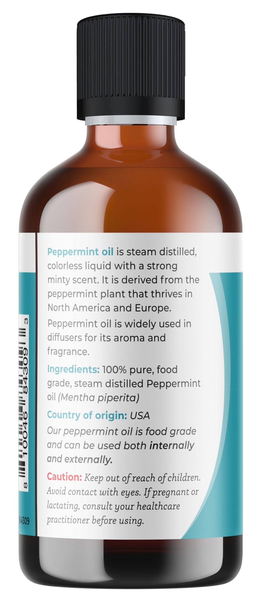 Dropper-cap reveals minty droplets from Viva Doria Peppermint Oil for easy application.