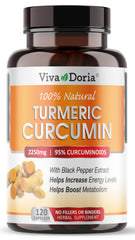 Viva Doria Turmeric Curcumin bottle front displaying premium packaging and high potency formula