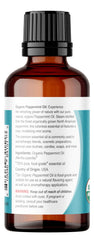 USDA-certified Viva Doria label indicating organic, high-purity peppermint oil.