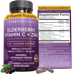 Viva Naturals elderberry capsules bottle for daily immune support