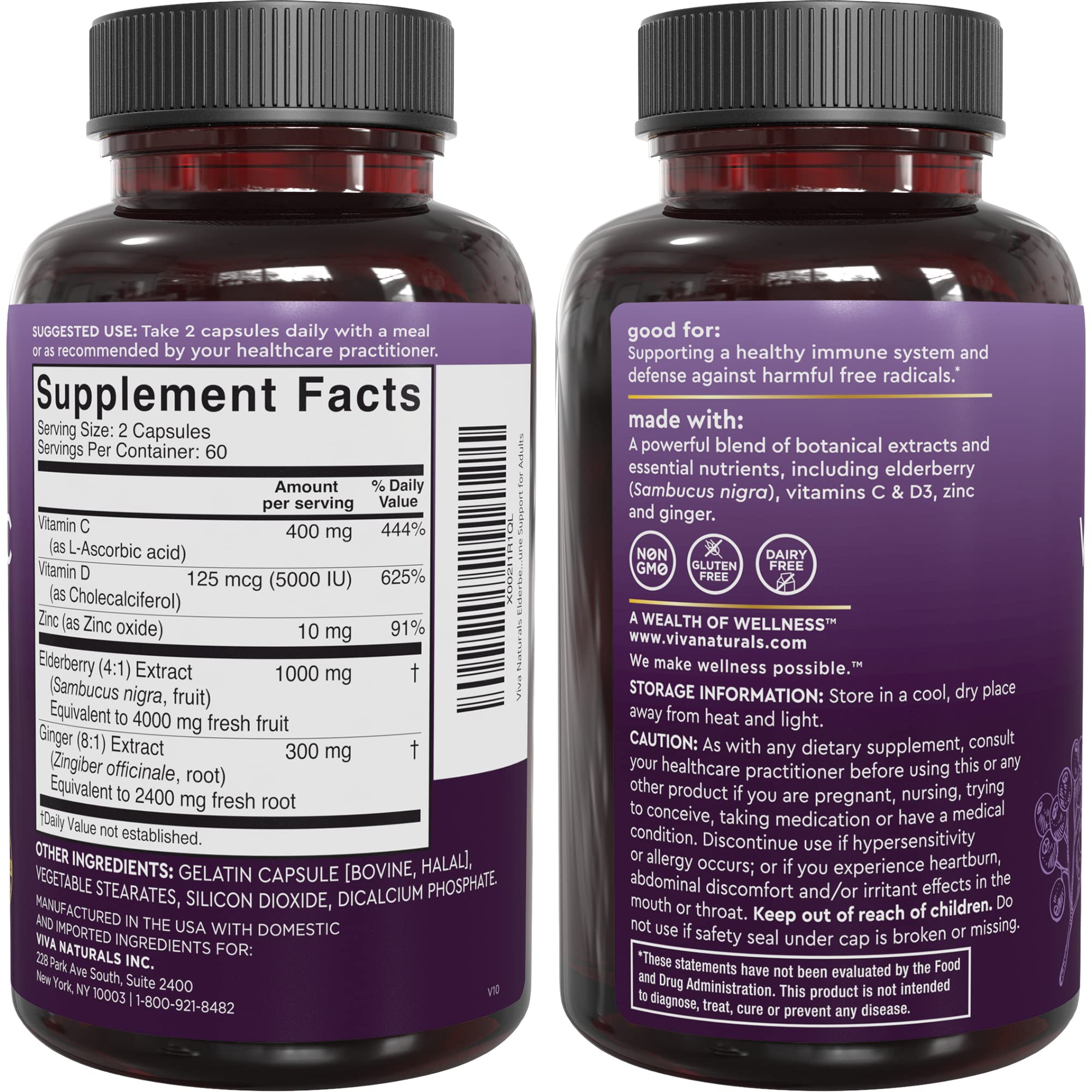 Viva Naturals ingredient panel highlighting 5-in-1 formula